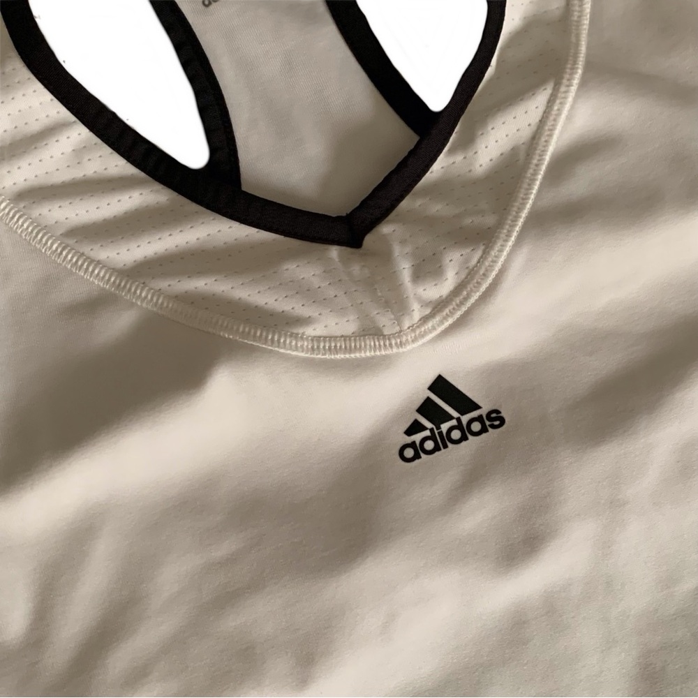 Adidas White Racerback Tank Top with Built-in Sports Bra - Picture 3 of 6